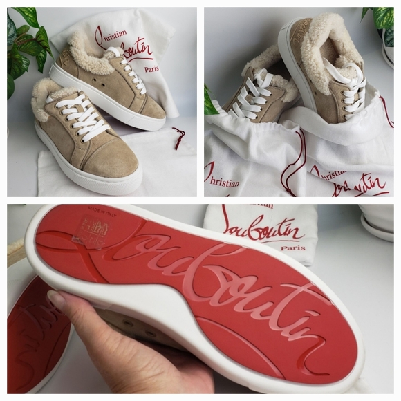 Christian Louboutin Suede Shearling Sneaker Vieirissima Leather NEW 38 / 8 - Picture 3 of 17